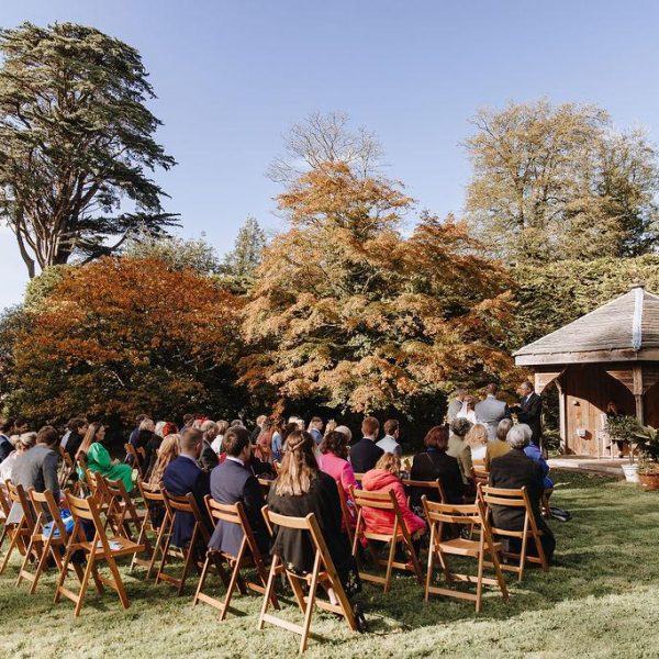 Garden wedding ceremony Devon