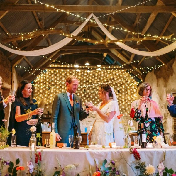 Fairy light wedding devon